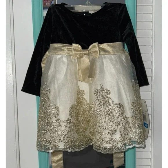 Rare Editions Gold Dress Size 24 Months